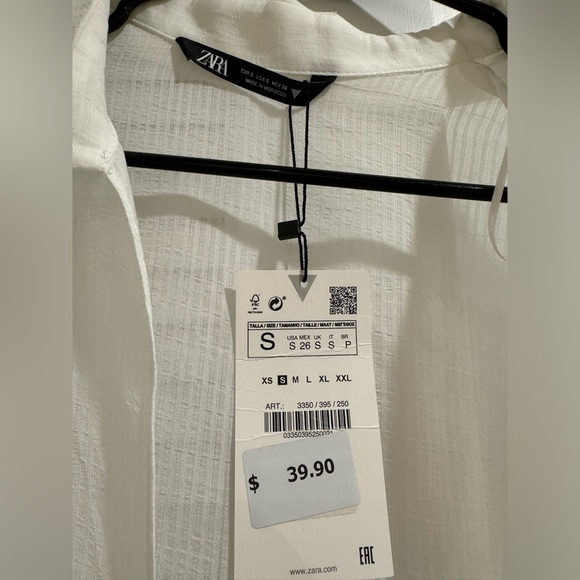 NWT Zara white sheer tie-front top - Picture 3 of 4